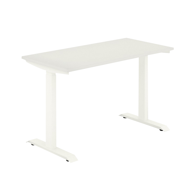 طاولة مكتب واحدة قابلة للتعديل (علوية وقاعدة) بيضاء
