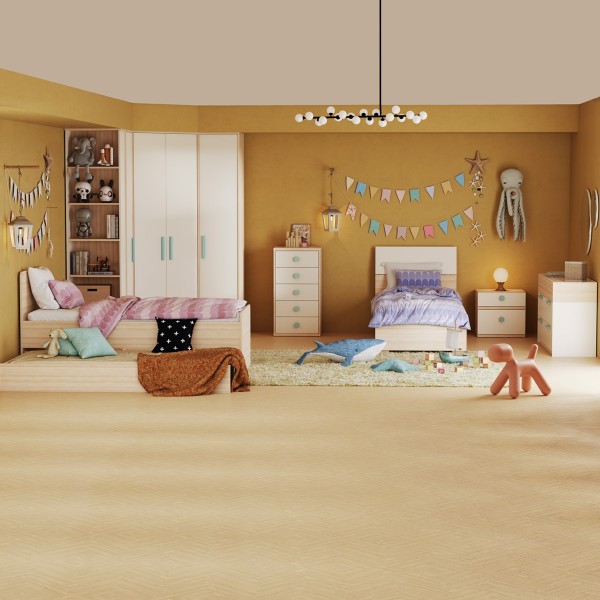طقم غرفة نوم أطفال فليكسي بسرير قابل للسحب 90×200/90×200 مع خزانة ملابس ومقابض زرقاء